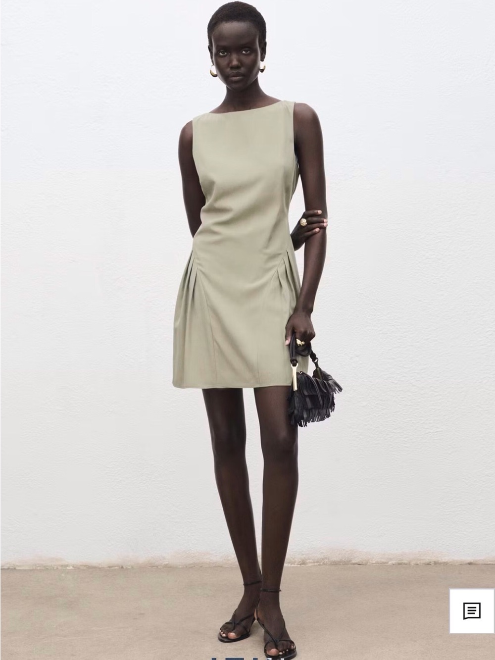 Mango Sleeveless Mini Dress in Sage Green